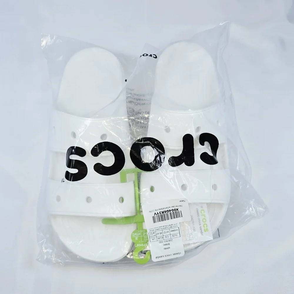 Crocs | Mens Size 12 Classic Two Strap Slide Sandals In True White